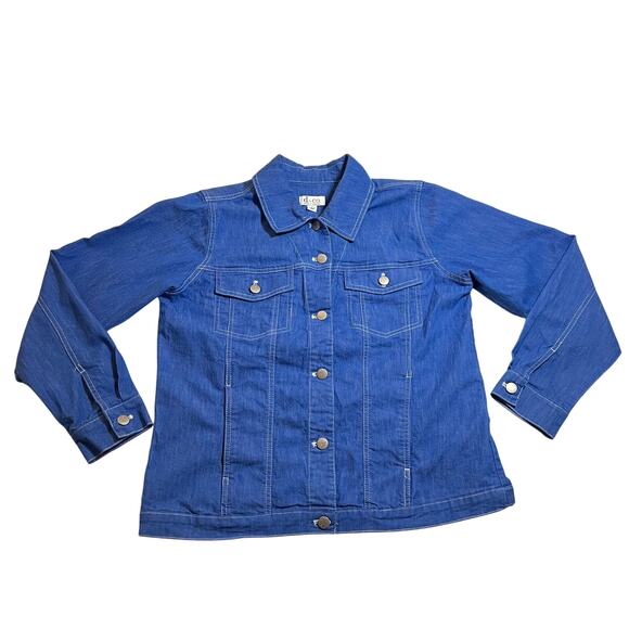 Denim&Co. Button Up Jean Jacket Size Medium Stretch Casual Western Rodeo - Picture 1 of 10